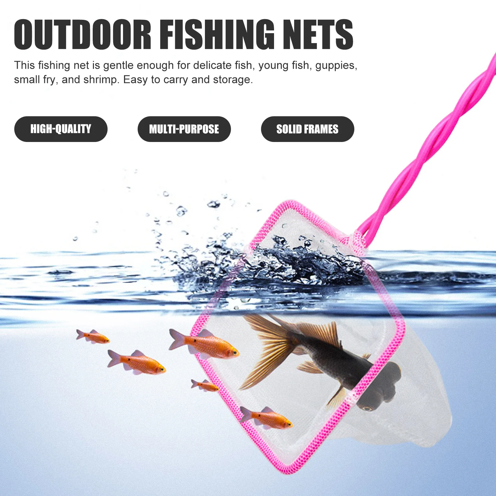 

4pcs Kids Fishing Net Small Aquarium Fish Tank Shrimp Catching Nets With Solid Frame Skid-Resistant Handle Light Debris Removal