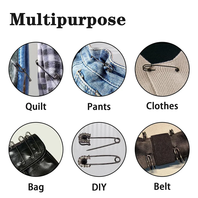 طقم دبوس أمان فولاذي شديد التحمل مقاس 2 بوصة A02M (50 قطعة) - أسود، مثالي للبطانيات والملابس والحرف اليدوية ومشاريع القماشية #3