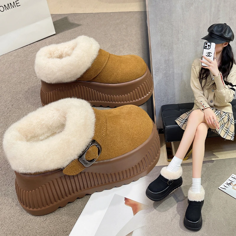 

Women's Snow Boots Winter New Retro Faux Suede Platform Short Boots Warm Comfortable Outdoor Cold Resistant Cotton Shoes 2025