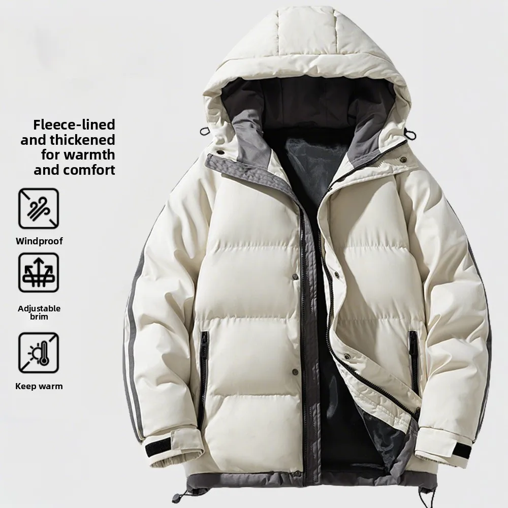 سترة سفلية 2025 للأولاد في الشتاء معطف جديد فضفاض ودافئ للزوجين على طراز هونج كونج سترة خبز سميكة بقلنسوة