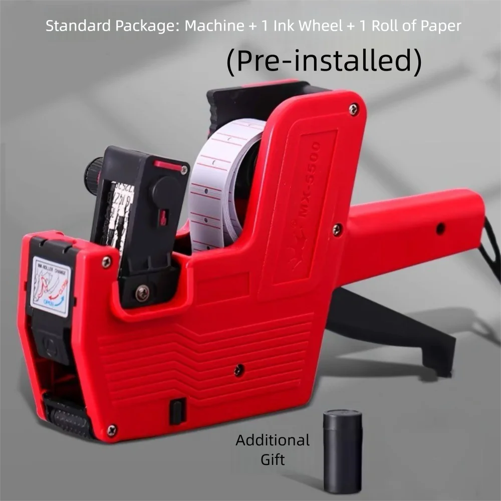 1 لفة تسميات + 1 حبر طابعة العلامات الرقمية MX-5500 مكتب يده ملصق 8 أرقام عرض آلة علامات السوبر ماركت