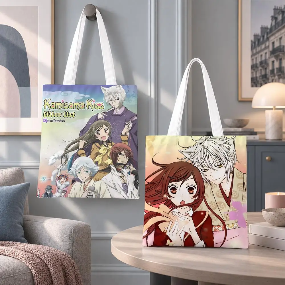 Romantic Anime Kamisama Kiss Storage Bags Eco Canvas Tote Odorless Reusable Double Print Shopping Bag