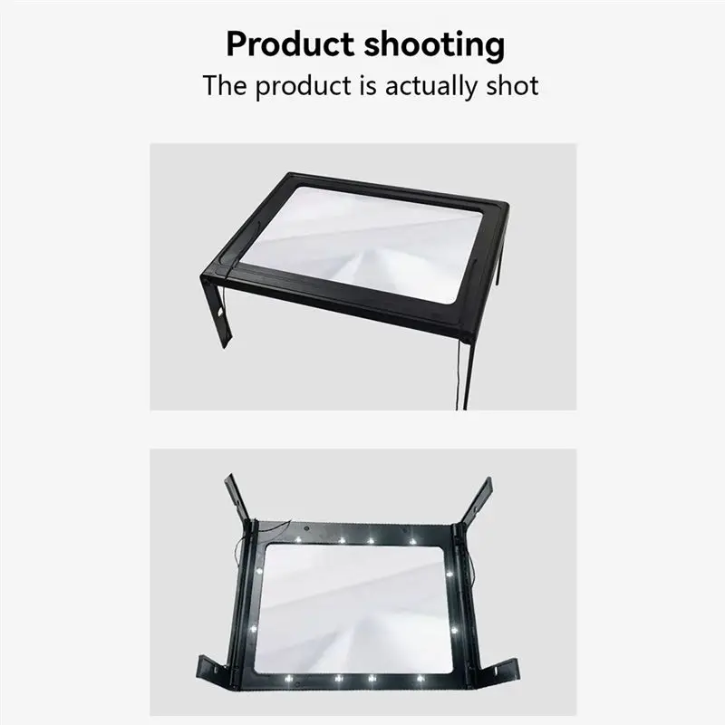 ABKW-Senior-Friendly 3X Full Page Reading Magnifier With LED Lights, Large Foldable Desktop Glass For Enhanced Vision