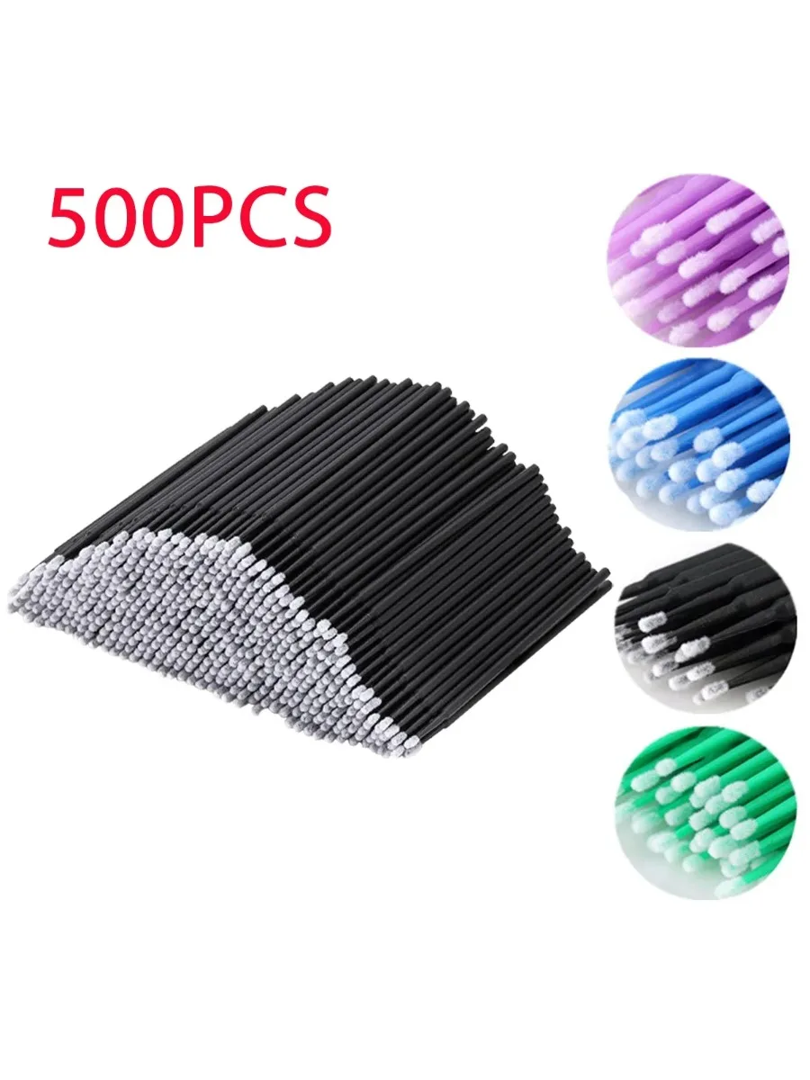500/1000PCS Wimperborstels Wattenstaafje Micro Individuele Wimpers Microbrush Verwijderen Schoonmaken Lash Extensions Meubi - afbeelding 2