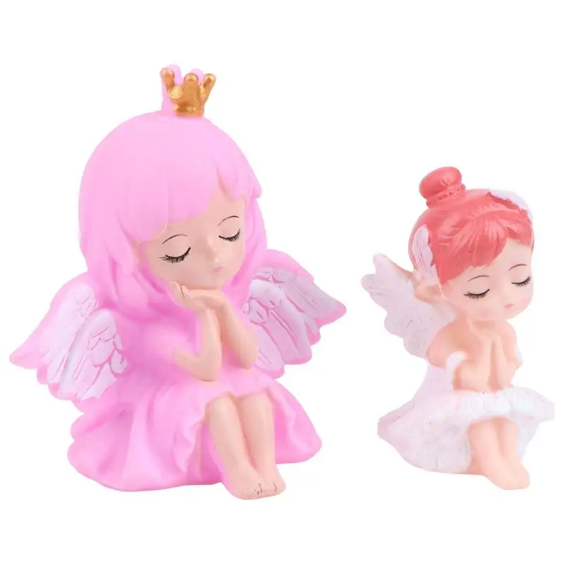 Kawaii Cartoon Angel Girl Statue Mini Cute Figurine Multi-purpose Desktop Decor for Holiday Cake Topper Friends Gift