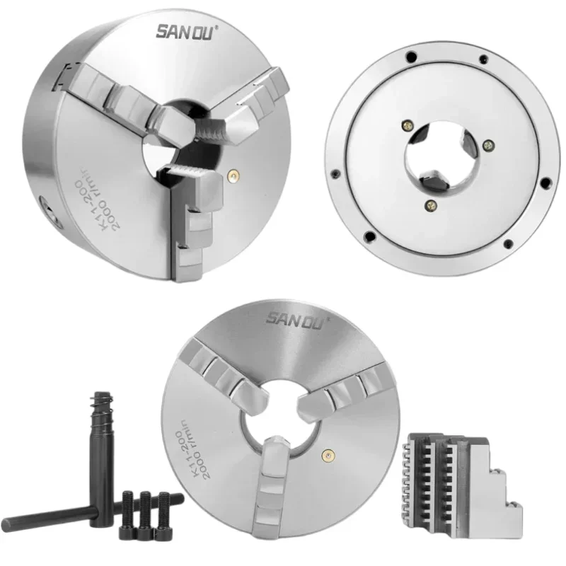 K11 K01 K02 3 Jaws Manual Lathe Chuck Set K11-80/100/125/130 Sanou Self-Centering Chuck Universal Chuck for Turning Machine Tool
