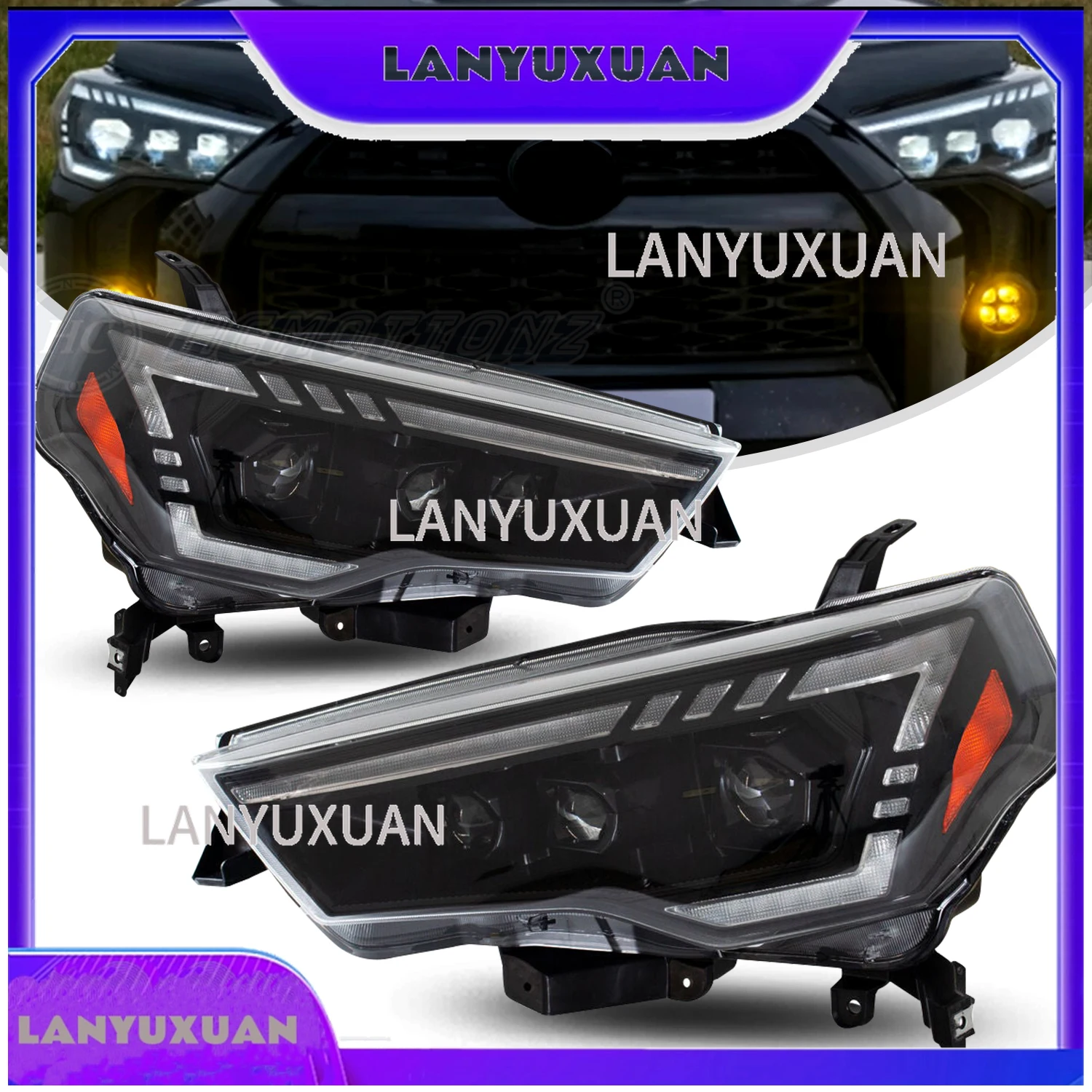 2026 HCMOTIONZ Wholesale 12V LED Headlights with Start Animation Plug-and-Play 100% Waterproof for 2014-2023 SR5