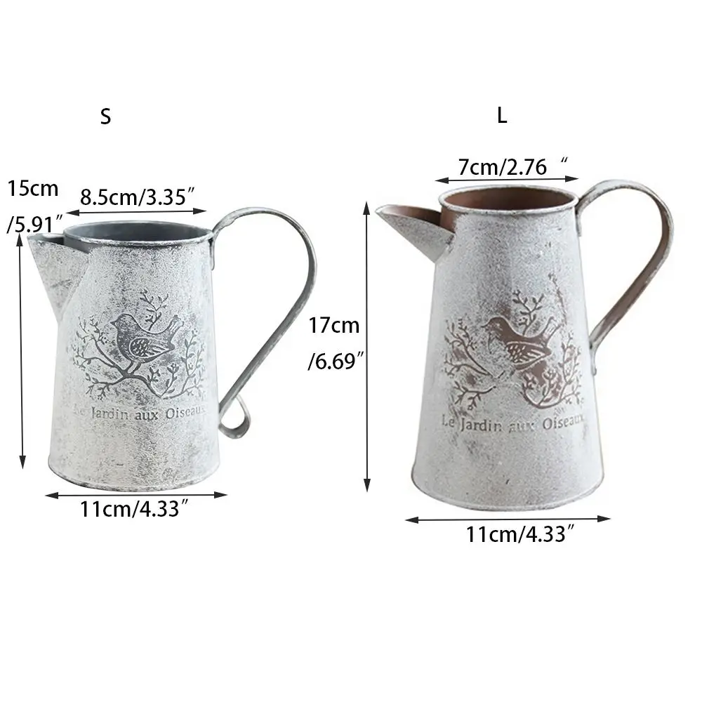 Retro Iron Vases Vintage Flower Vases Galvanized Sheet Style Metal Rustic Farmhouse Decorative Garden Flower Holder
