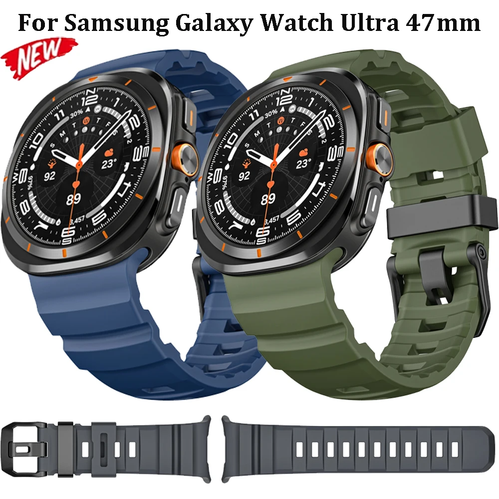 Trail Silikonarmband für Samsung Galaxy Watch Ultra 47 mm, atmungsaktives Metallschnallenarmband für Galaxy Watch Ultra 2025, 47 mm Band