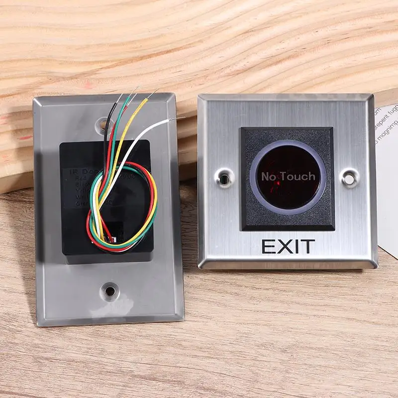 1/2/3Pcs No Touch Square Stainless Steel Metal Door Release Switch Exit Button Touchless IRContactless Infrared Enhanced Hygiene