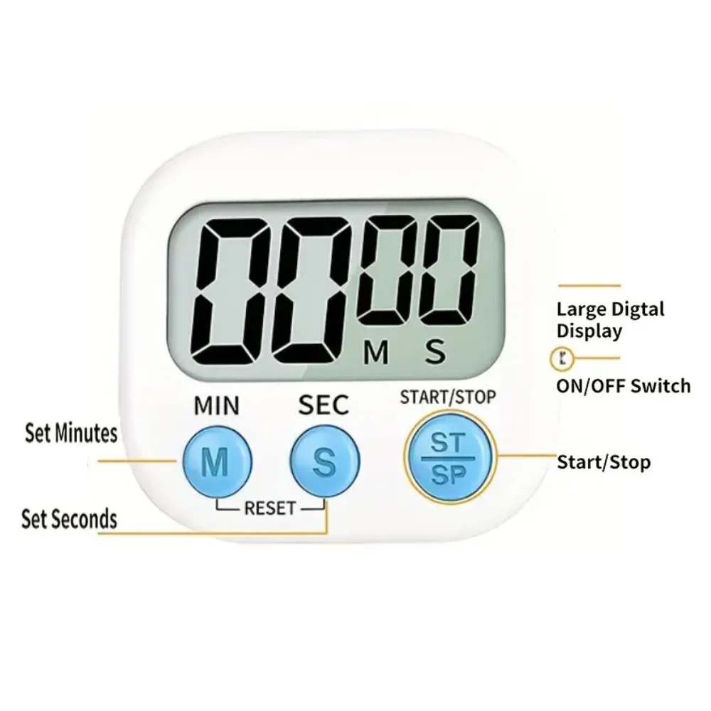 LED Counter Display Alarm Clock Manual Electronic Countdown Sports Magnetic Digital Timer Kitchen Cooking Shower Study Stopwatch