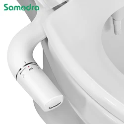 Bidet SAMODRA Ultra-Delgado, Bidet Minimalista para Inodoro con Doble Boquilla (Lavado Frontal y Trasero) Presión de Agua Ajustable, Attachment de Asiento para Inodoro con Agua Fresca, Fácil de Instalar.