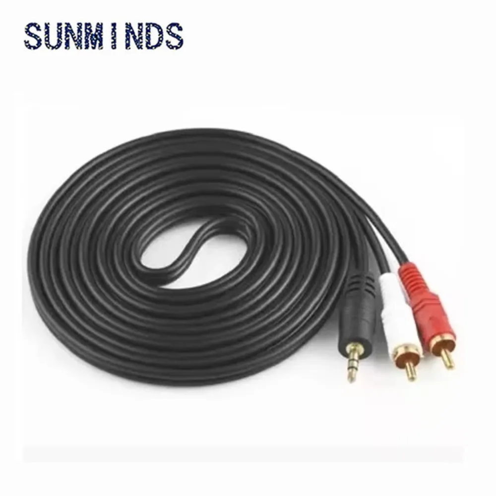 1pcs 3.5mm Jack To 2 RCA Audio Cables 1.5M/3M/5M 3.5 Male To RCA Male Gold Plated Coaxial Aux Cable For Laptop TV DVD Amplifie