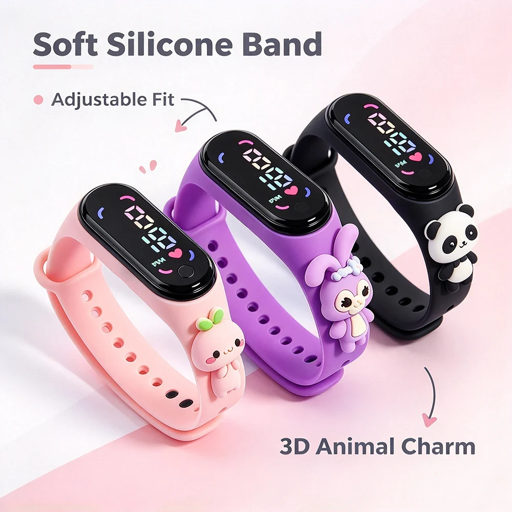 New 3D Cartoon Bunny Girls Watches for Kids Sports Bracelet Super Hero Panda Boys Watch Waterproof Men Clock Relógio Infantil
