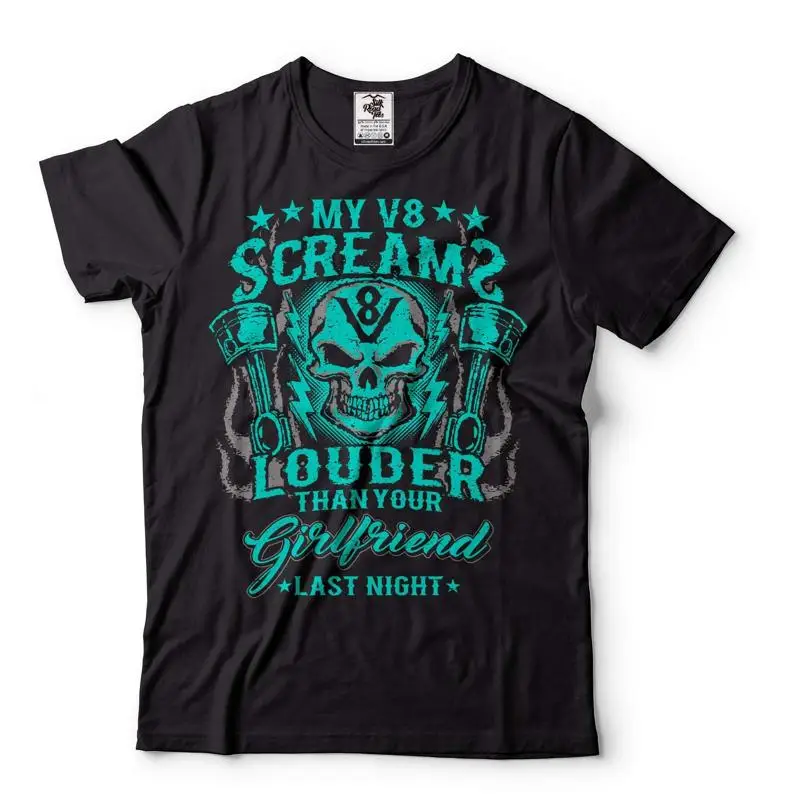 Mens Funny Shirt Car Joke  V8 Engine  T Engine Sound Shirt