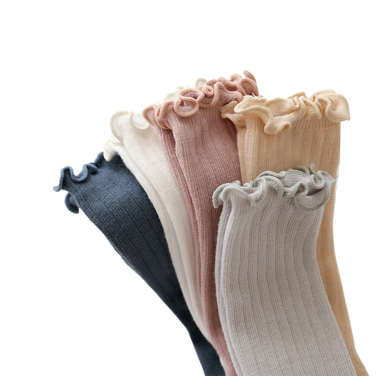 

Winkinlin Baby Stockings Solid Color Pit Ruffled Comfortable Breathable Warm Long Socks