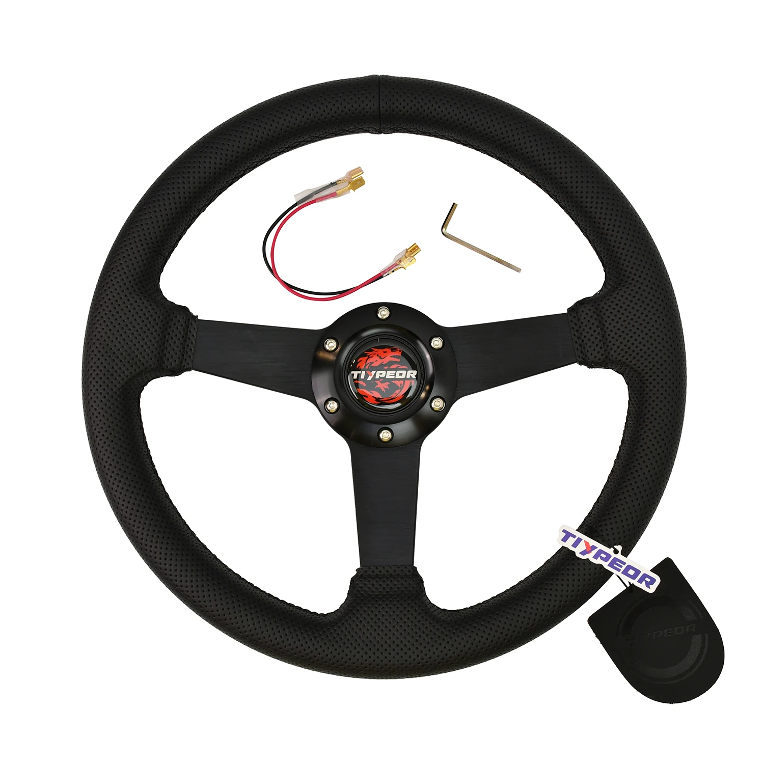 

TIYPEOR Universal 14 Inch Drift Steering Wheel 350mm Pmicrofiber Leather D-Type Modified Car Accessory Sim Racing Wheel