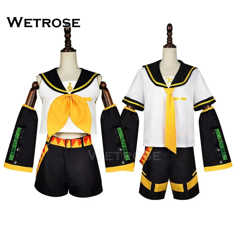 

【Wetrose】In Stock Rin Len Cosplay Costume Twins Clothing Fabric Shorts Classic VS Suit Full Set Wig Halloween Xmas