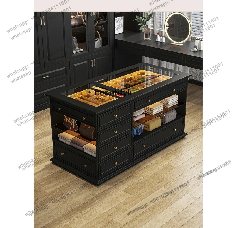 

Island Cabinet Jewelry Display Cabinet European Retro Storage Chest Integrated Island French Jewelry Cabinet