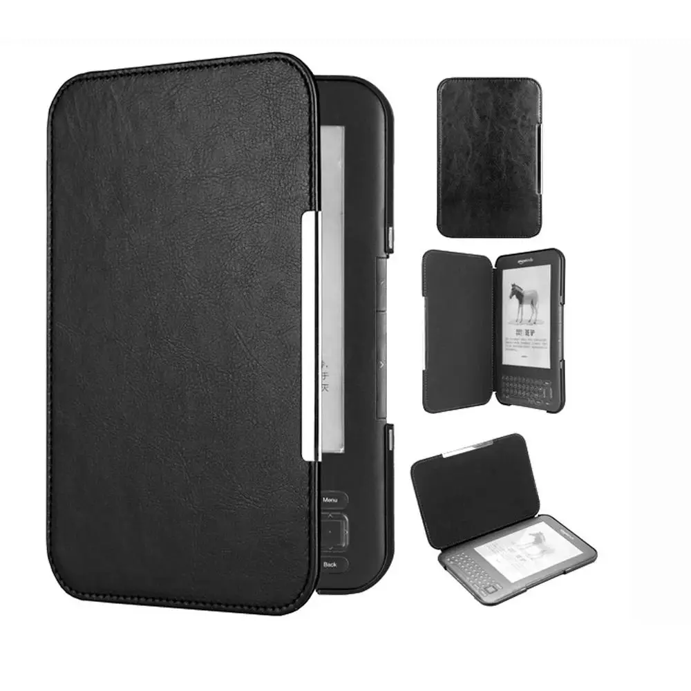 

6 inch E-Reader Case Anti-fall Leather Folio Cover Microfiber Lining Shockproof Protective Shell for Kindle 3 Keyboard D00901