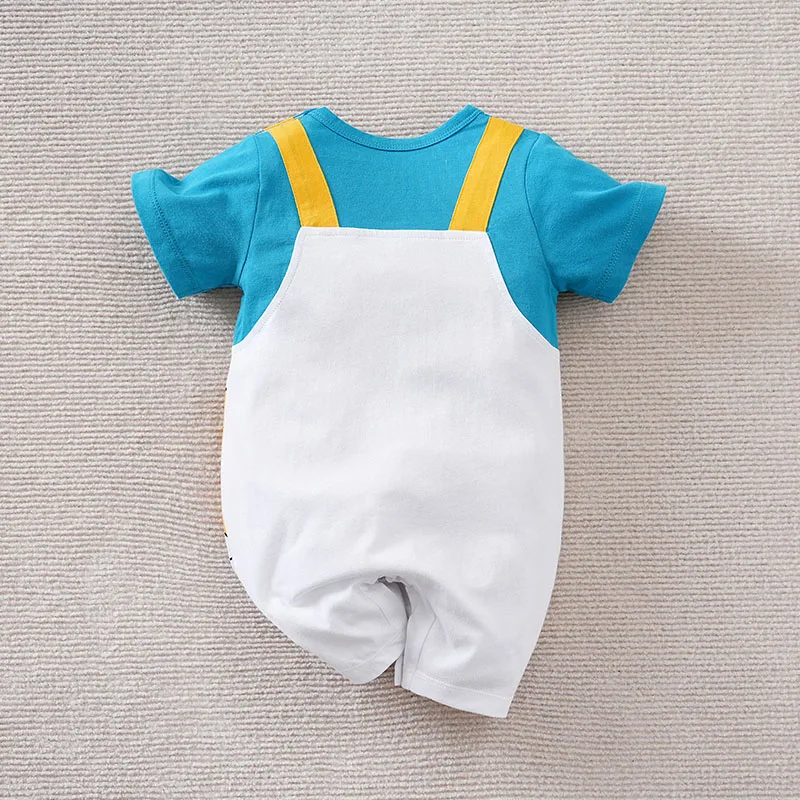 Baby Boy Summer Jumpsuit Cartoon Whale Costume Baby Pure Cotton Short Sleeved Comfortable Round Neck Crawling Suit