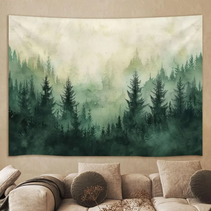 VIKAMA Tropical Monsoon Leaf Tapestry Green Jungle Polyester Wall Hanging Bedroom Living Room Room Decoration Home Decoration