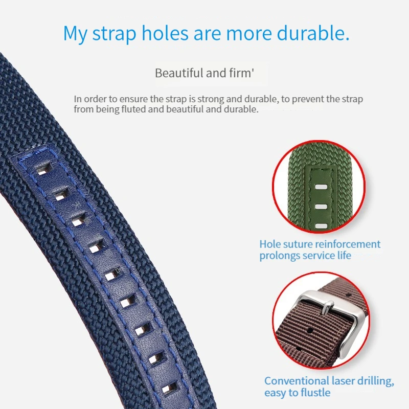 22mm pasek z prawdziwej skóry nylonowe płótno Watchband mężczyźni Sport nurkowanie wodoodporny pasek do nadgarstka dla Mido Ocean Star Watch Strap