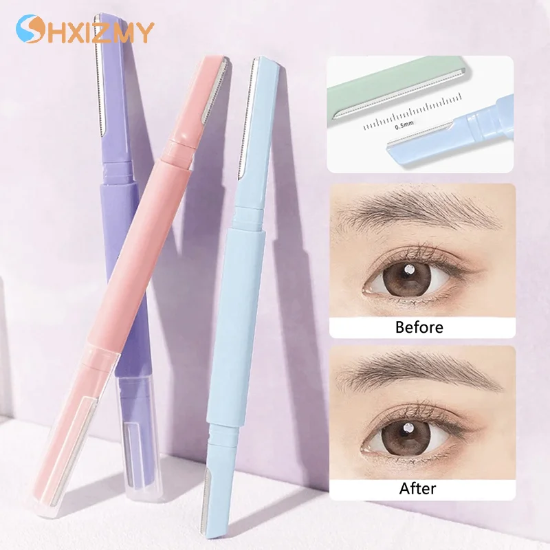 Double Ended Eyebrow Trimmer With Comb Short-range Blade Safety Protection Eyebrow Scraper Beauty Tool Eyebrow Razor