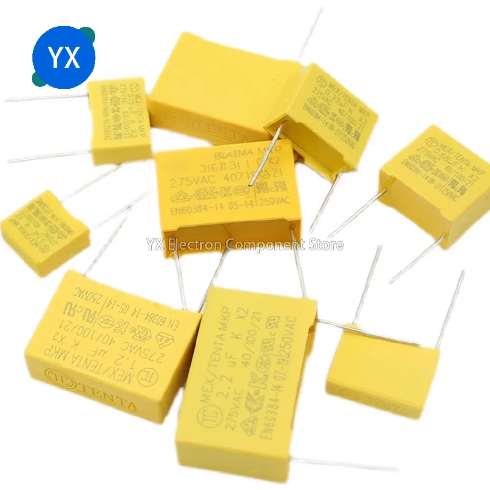 100PCS 275VAC Polypropylene Film Capacitor X2 0.01UF 0.1UF 0.15UF 0.022UF  0.22UF 0.33 0.47 0.56 0.68 1.2uf 104K 1uf 3.3UF 4.7UF