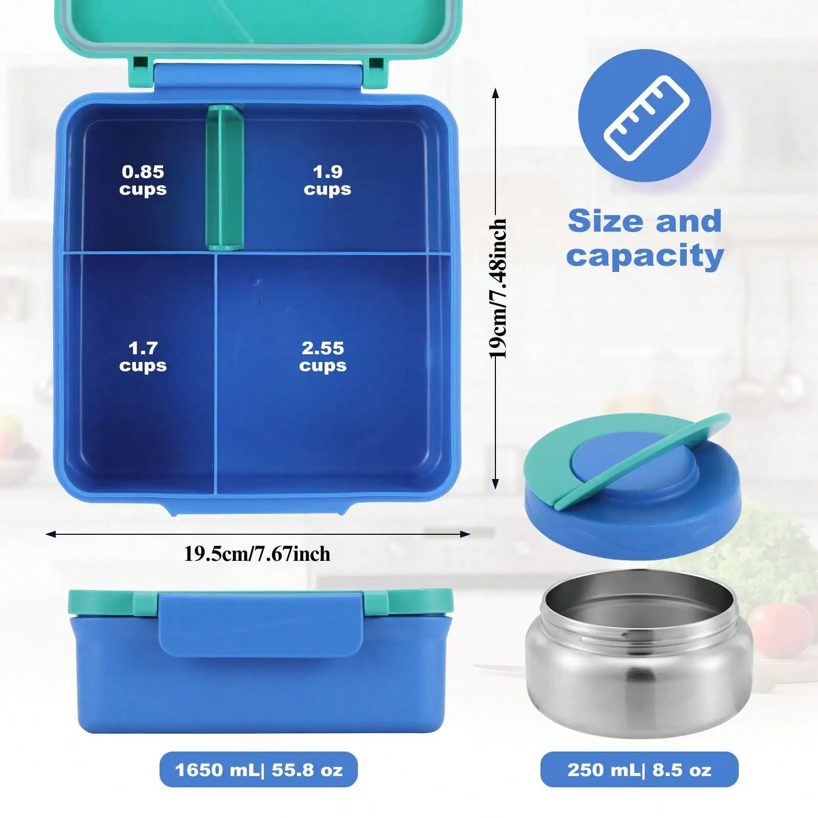 Lunch Box Set With 8oz Stainless Steel Insulated Soup Jar - Perfect For School Or Office Lunch, Back To School Essential