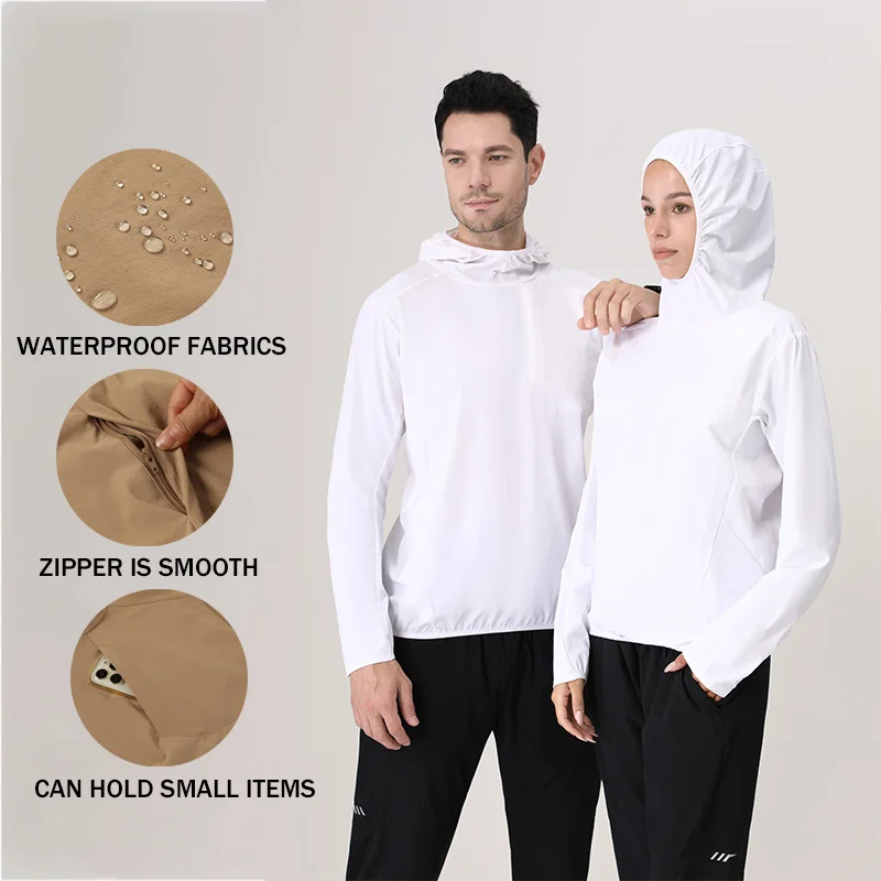 

Autumn Sports Solid Color Jacket For Men And Women Windproof Mountaineering Splash Proof Warm Hooded Running Pullover