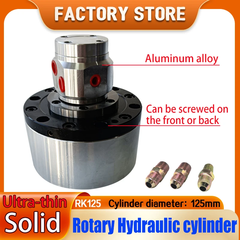 

RK125 High Speed Solid Hydraulic Rotary Cylinder 3-jaw Hydraulic Chuck Cylinder Oil Pump Lighjt Weight For CNC Lathe Drilling