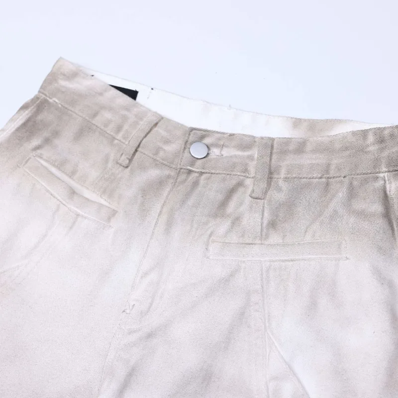 MWJLPWQ Masculino 2025 Outono Sujo Dye Americano Machete Jeans High Street Distress Unissex Vibe Solto Casual Calças de Perna Larga 20955