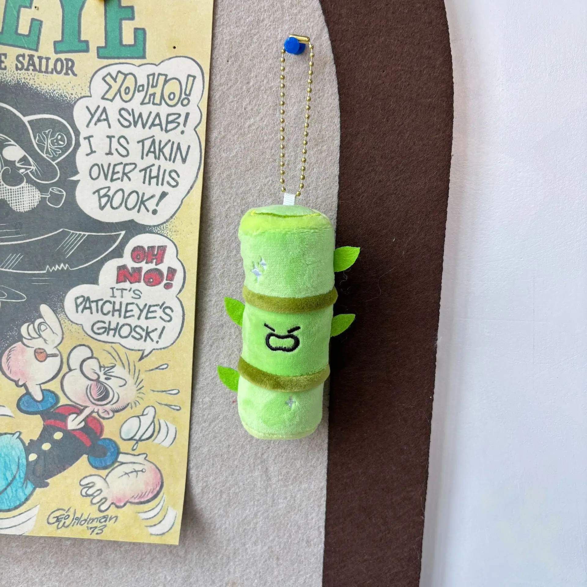 10CM Cartoon Angry Bamboo Plush Toys Keychain Kawaii Cute Bamboo Pendant Doll Crane Machine Gift Creative Backpack Decoration