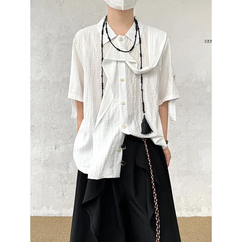 

Повседневные мужские рубашки белого цвета с коротким рукавом, винтажные модные рубашки во французском стиле для мужчин, одежда в стиле городского минимализма, уличная одежда