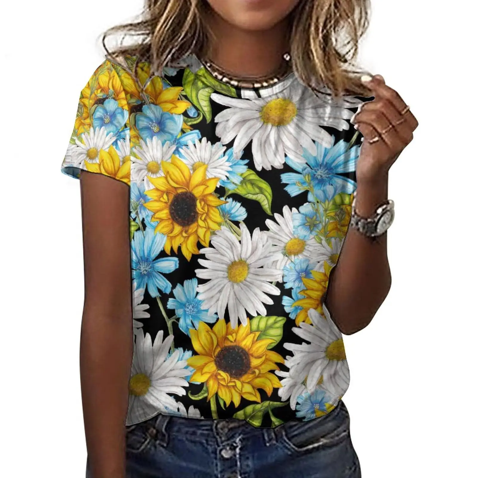 Fashion New Sunflower Floral 3D Print T-Shirts Women Streetwear Oversized Casual Short Sleeve T Shirt Harajuku Tops Tees Clothes