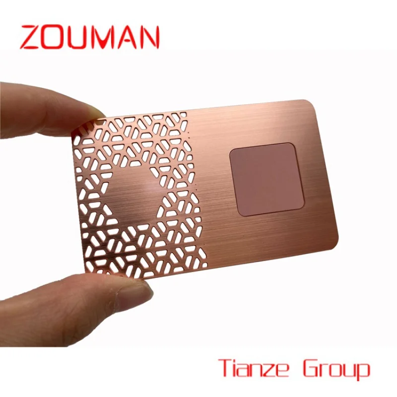 

Custom , Free Dign Silk Print Etroplate Bla/Rose Gold/Gold Color Engraved etal N Busins Card