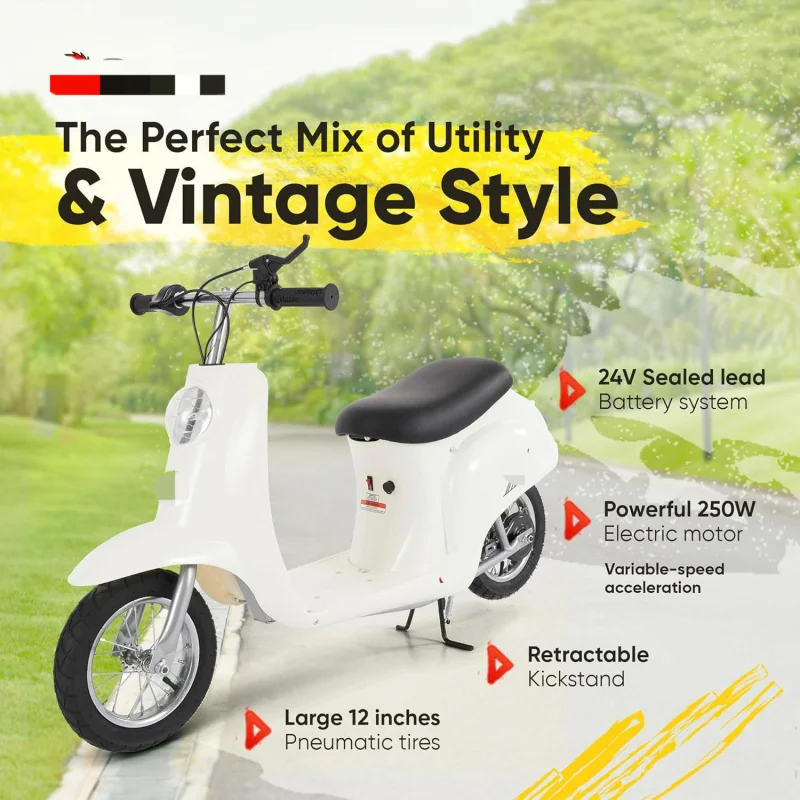 AQRazor Pocket Mod Miniature Euro 24V Electric Kids Ride On Retro Scooter