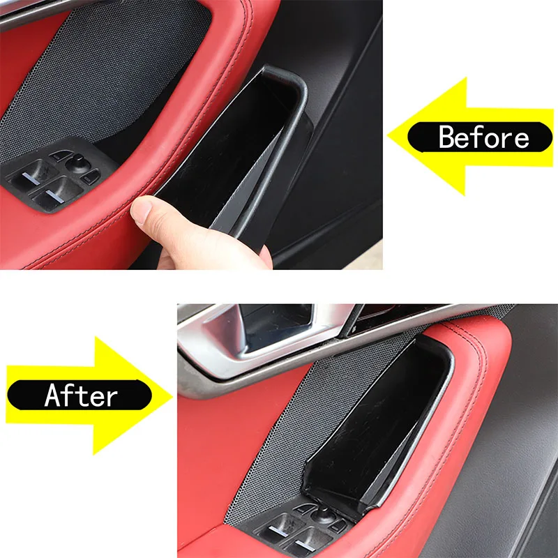 ABS Car Door Handle Storage Box Phone Tray Insert Glove Pallet For Jaguar F-TYPE 2013-2024 Auto Organizer Accessories