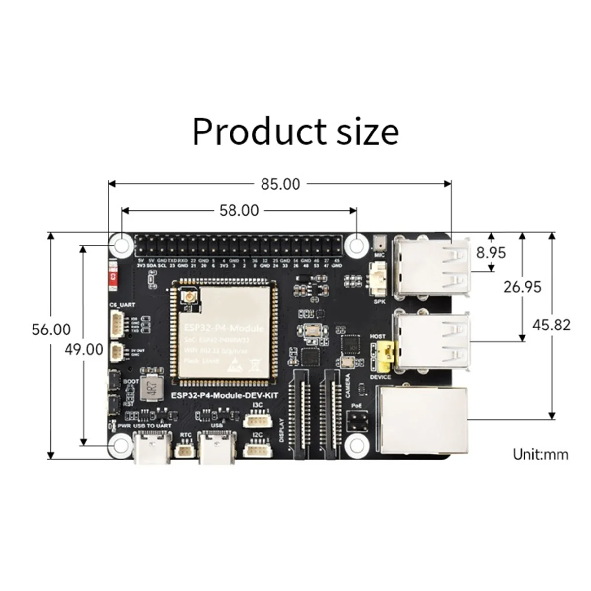 

Новая макетная плата модуля ESP32-P4 с динамиком камеры 5 МП OV5647, поддерживает интерфейс Wi-Fi6/BLE POE