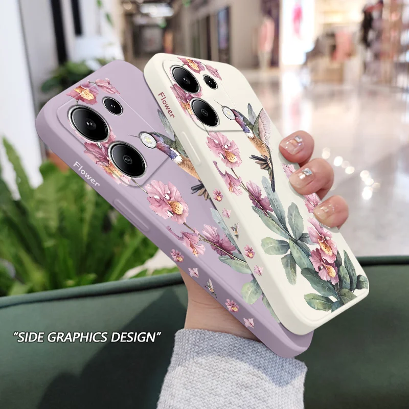 Pink Azaleas Phone Case For Xiaomi Redmi Note 13 12 12S 11 11S 10 10S 9 9S Pro Plus 4G 5G Liquid Silicone Cover
