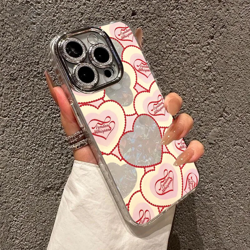 

Love English Laser Aesthetic Phone Case For iPhone 17 Pro Max 16 15 14 Pro Premium Feel Shockproof Soft Full Cover