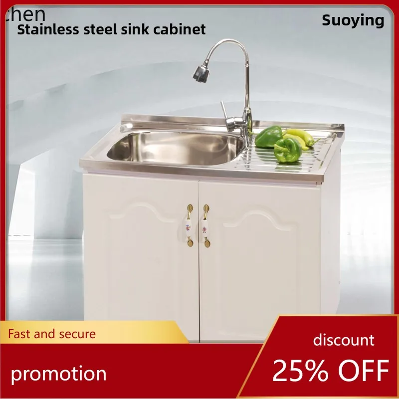 

HXL Kitchen Stainless Steel Sink Cabinet Vegetable Washing Bowl Basin Single Double Sink with Bracket Laundry