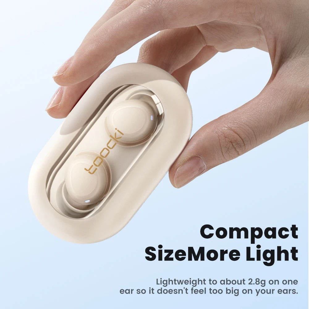 Toocki fone de ouvido sem fio bluetooth 5.3 ipx4 à prova dwireless água controle toque mini enc fones sílica gel conforto para dormir