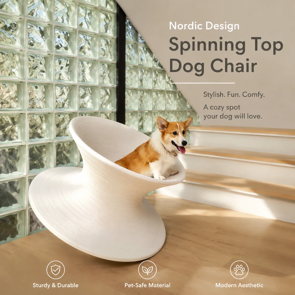 Modern Gyro-Stool Accent Chair with Textured Surface – Unique Sculptural Design for Living Room Decor