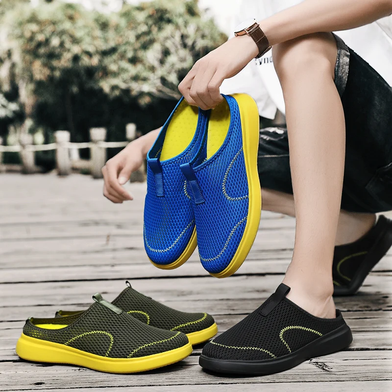 Men Shoes Summer Sandals Breathable Mesh Beach Sandals Outdoor Home Slippers Fashion Casual Beach Shoes