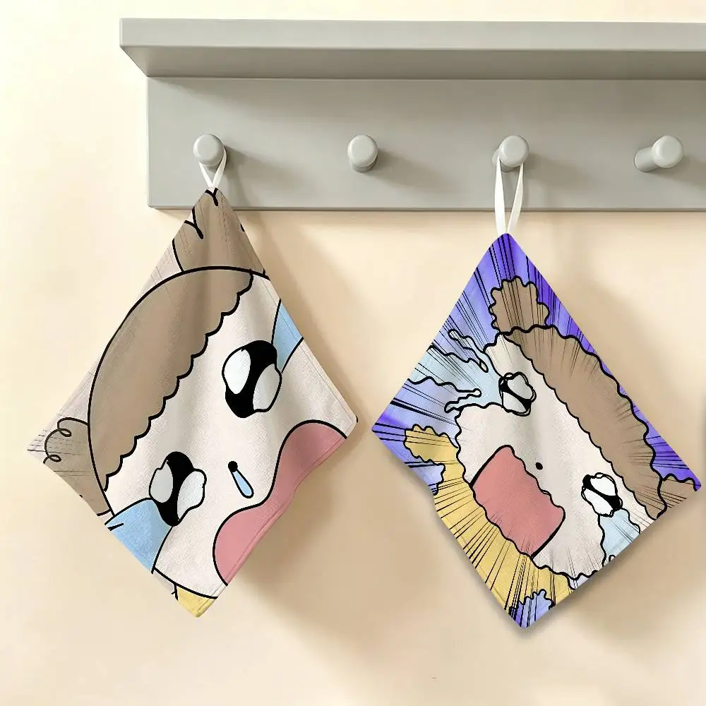 Cartoon Maru Is A Puppy Anime Household Hanging Towel, Polyester Cotton Hand Wiping Towel, Sturdy for Bathroom Bedroom