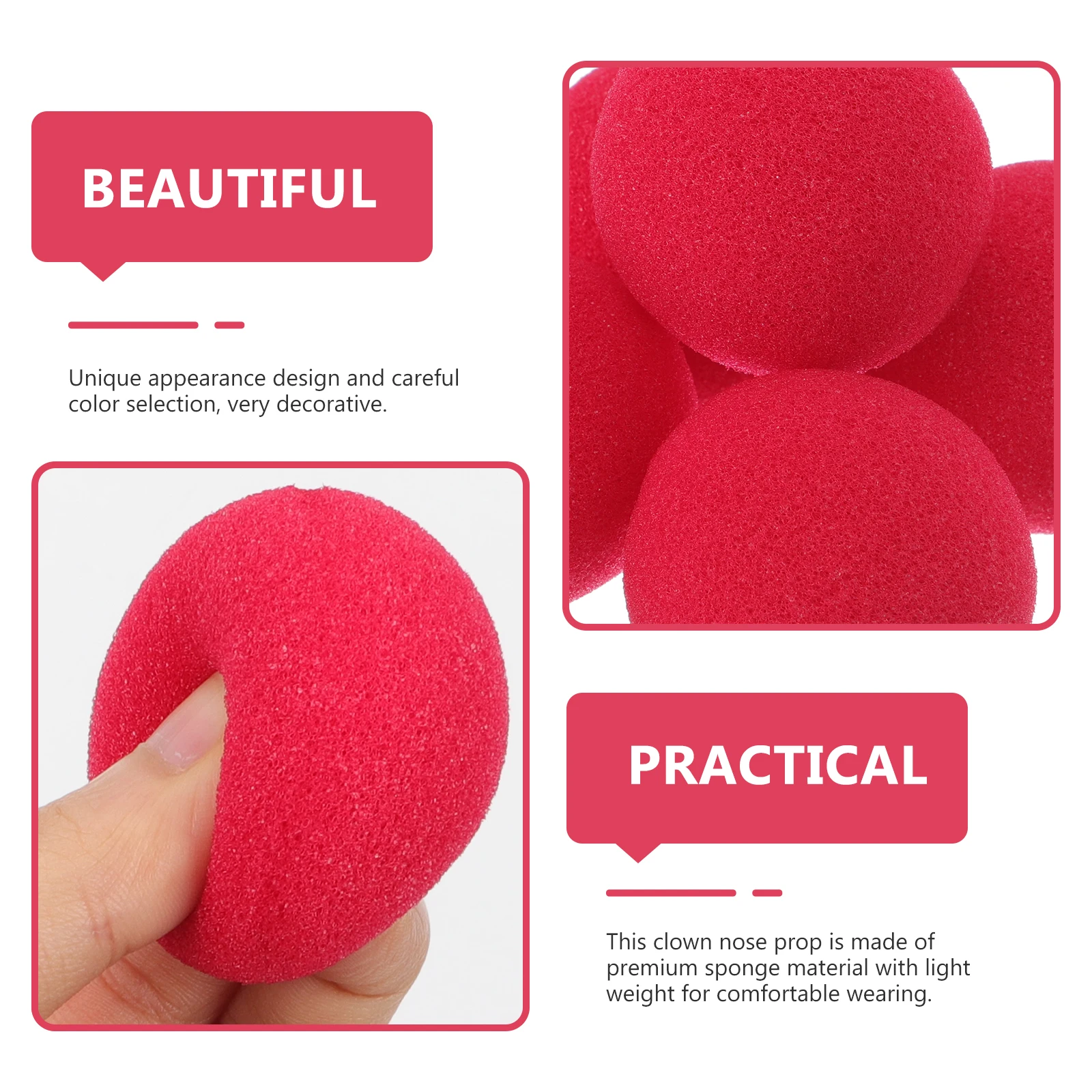 

50Pcs Red Clown Nose Sponge Ball for Halloween Costume Party Circus Role Play Decorative Prop Gift Festival Fun