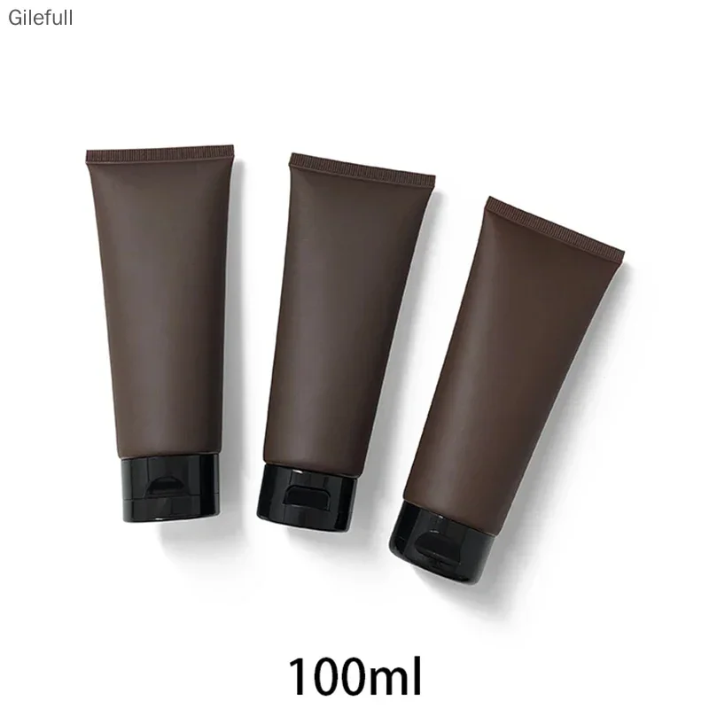 10pc 100ml Matte Brown Plastic Squeeze Bottle Empty 100g Cosmetic Soft Tube Facial Cream Packaging Container Frost Free Shipping