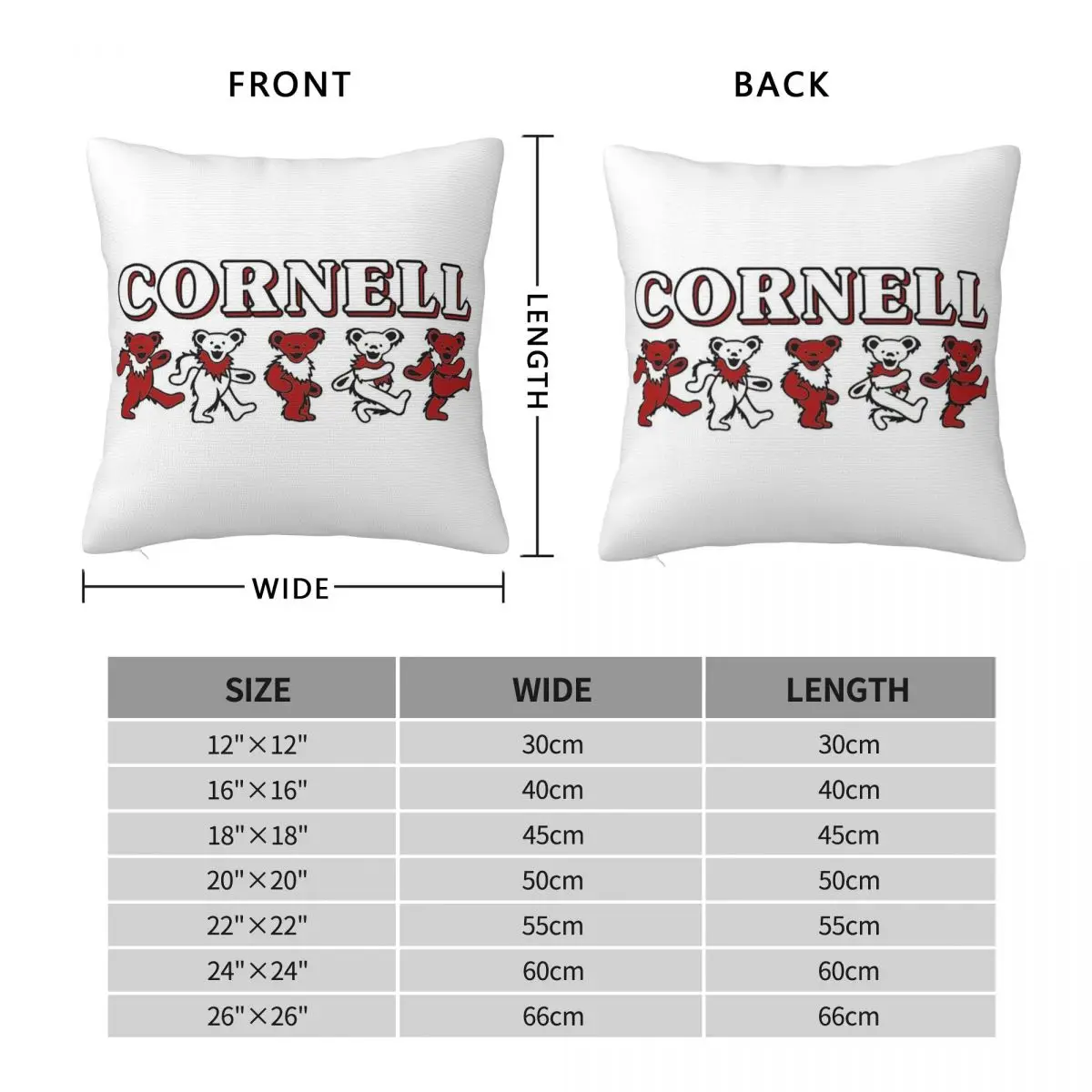 Cornell Touchdown Big Red Bear Pillowcase Polyester Linen Velvet Pattern Zip Decorative Throw Pillow Case Bed Cushion Cover